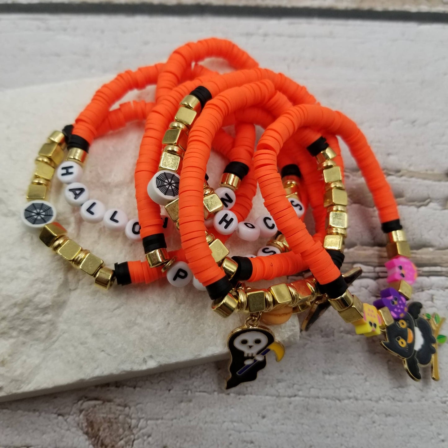Electrifying Orange Halloween Bracelet Stack
