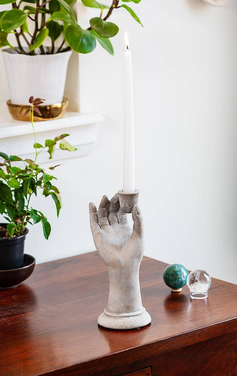 Tall Victorian Hand Taper Candle Holder-9"H