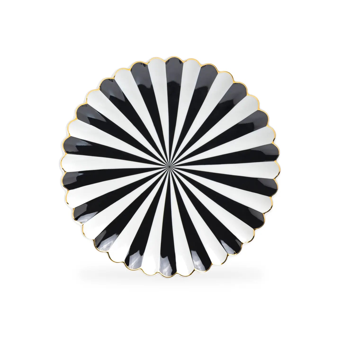Striped Scalloped Fine Porcelain Dessert/Salad Plate