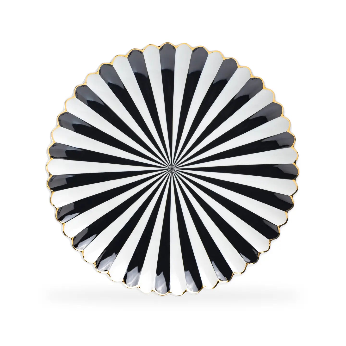 Striped Scalloped Fine Porcelain Dinner Plate