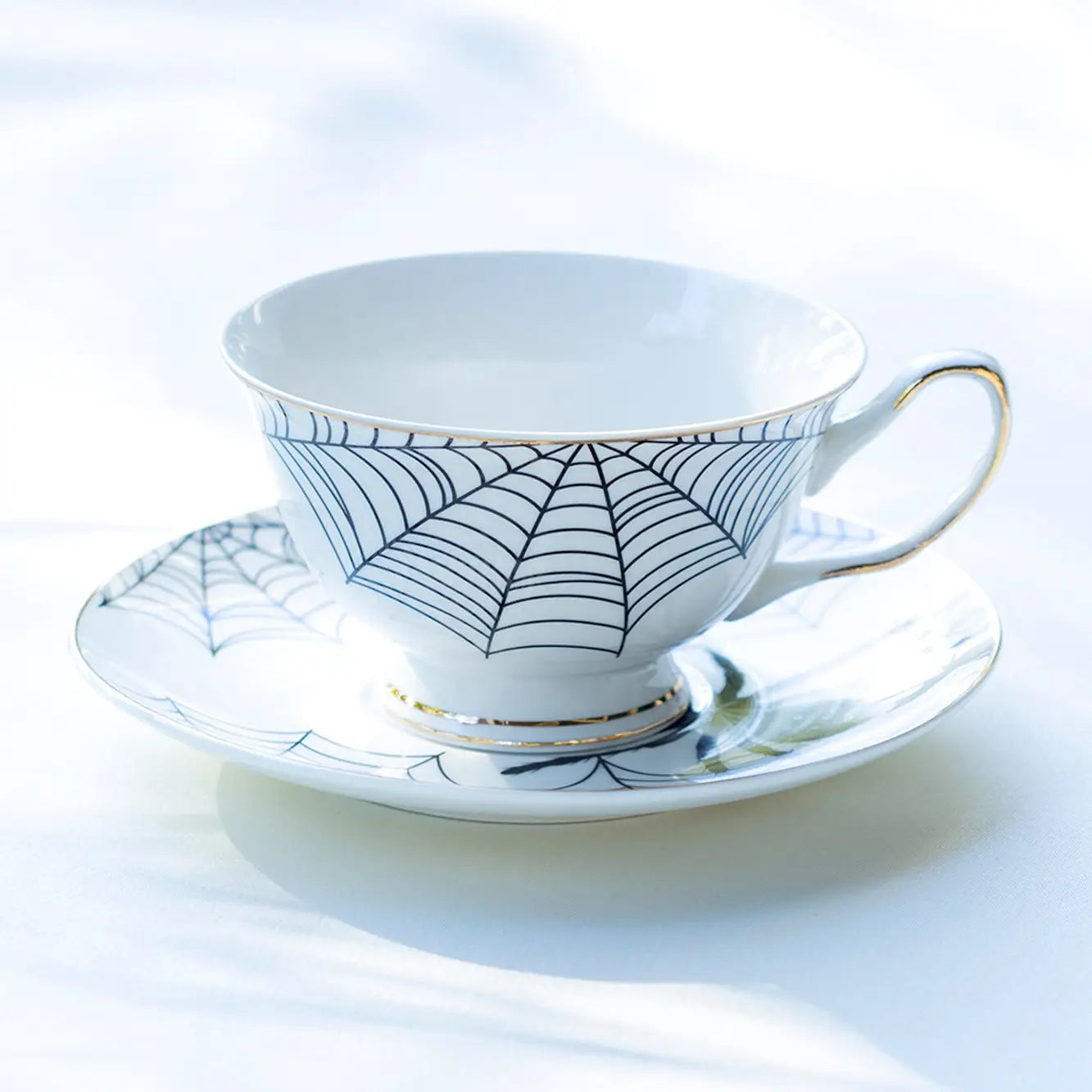Spider White Teacup And Saucer