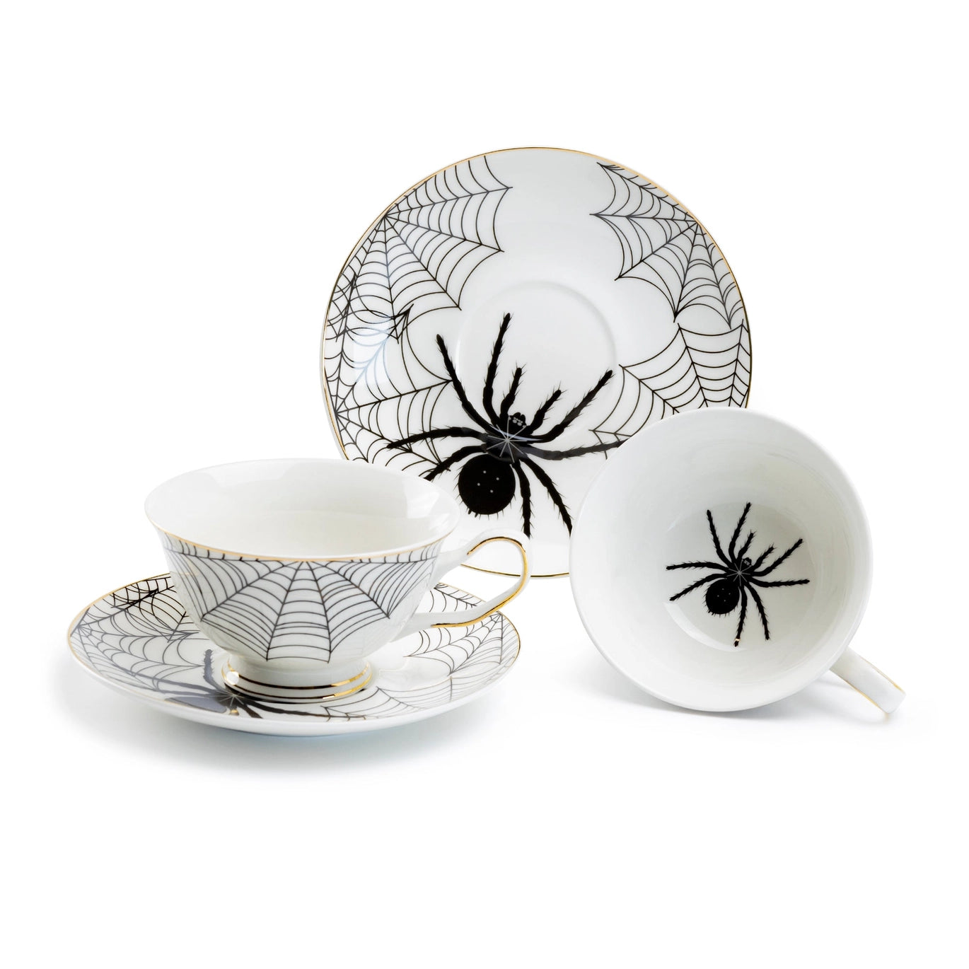 Spider White Teacup And Saucer