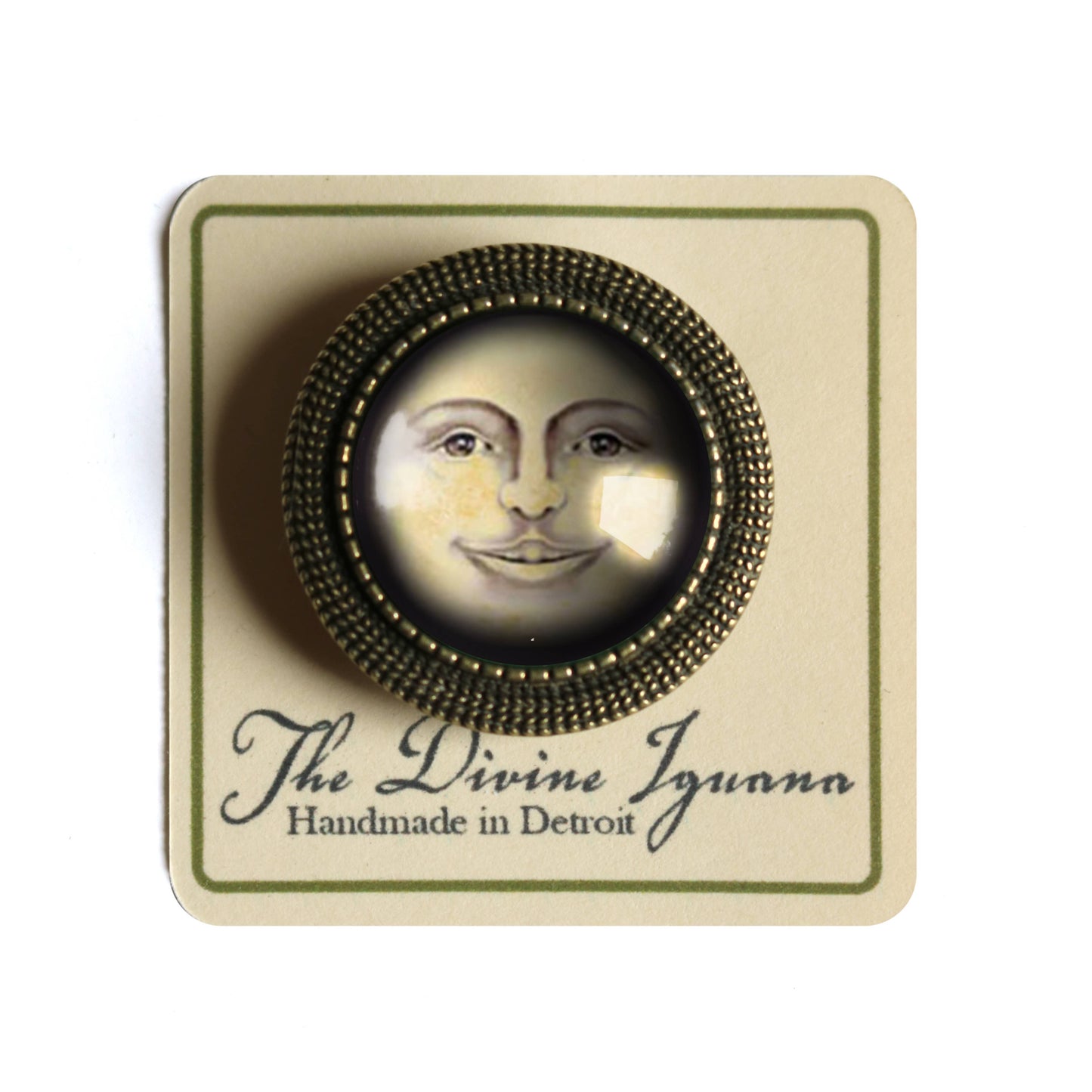 Victorian Man in the Moon Brooch