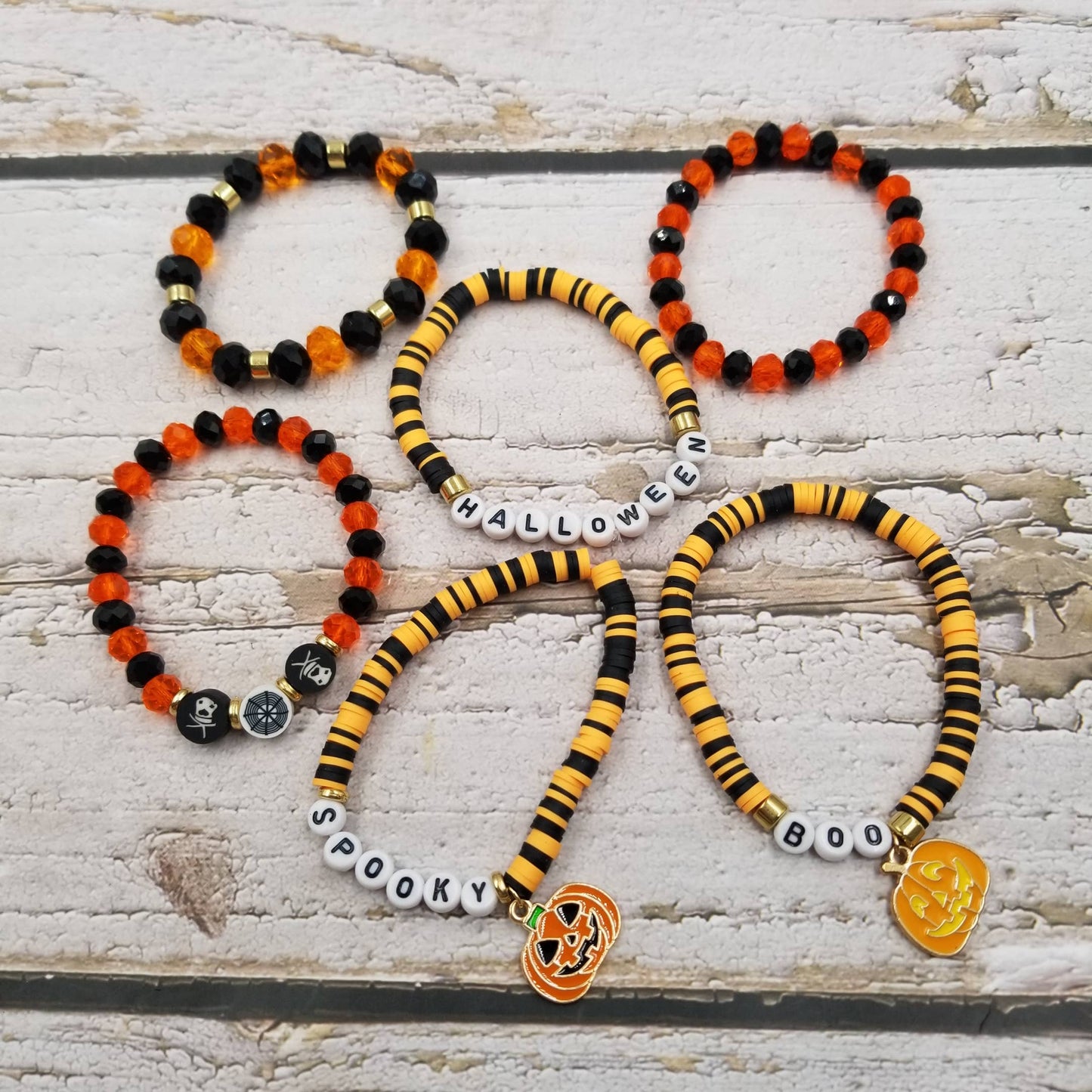 Orange and Black Halloween Bracelet Stack