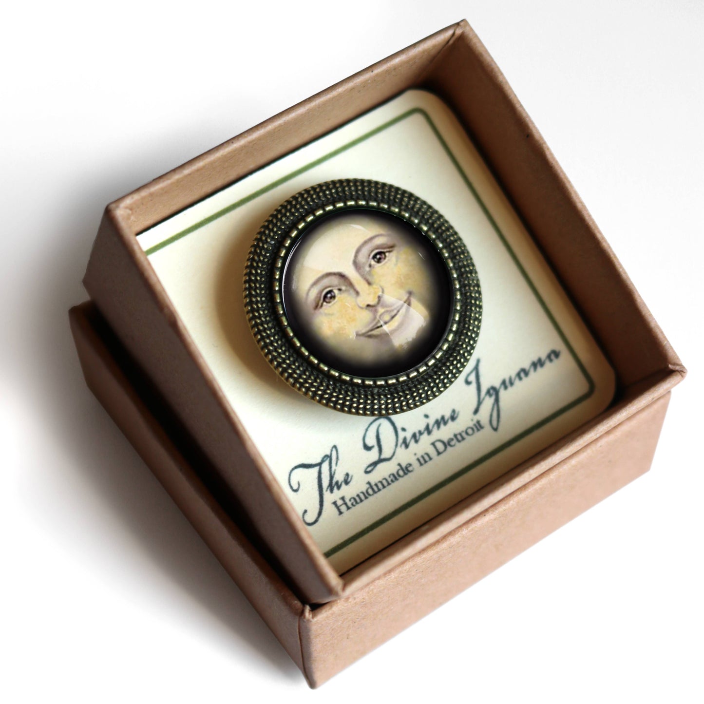 Victorian Man in the Moon Brooch