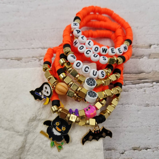 Electrifying Orange Halloween Bracelet Stack