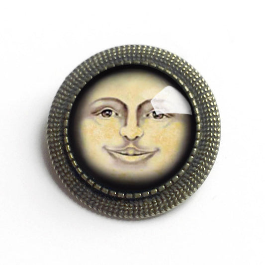 Victorian Man in the Moon Brooch