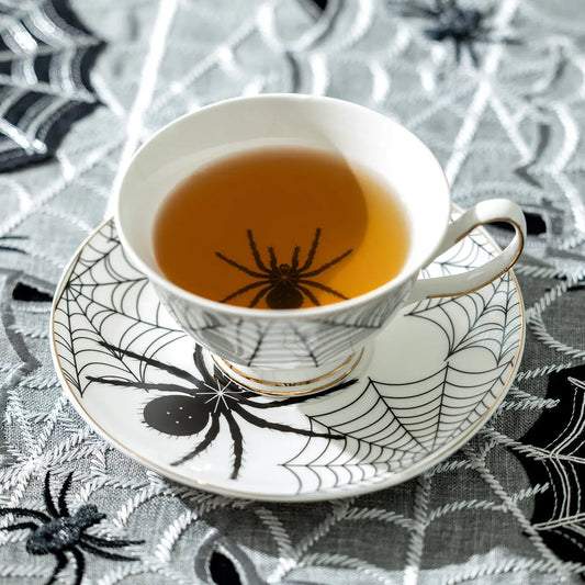 Spider White Teacup And Saucer